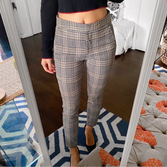 🍂 ZARA BROWN BLACK PLAID CLASSIC TROUSERS! - Picture 5 of 13